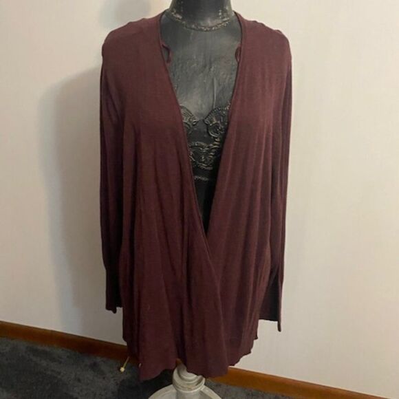 Lane Bryant Burgundy Knit wrap front open cardigan, size 22/24 - Picture 1 of 3
